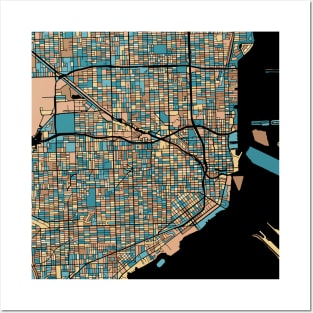 Miami Map Pattern in Mid Century Pastel Posters and Art